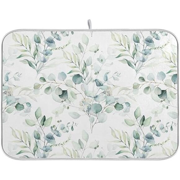 Green Leaves Dish Drying Mat for Kitchen Counter - Picture 8 of 8